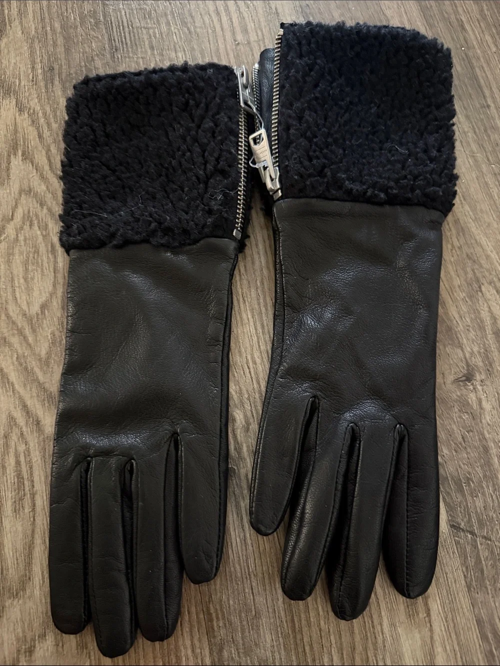 All Saints shearling leather gloves